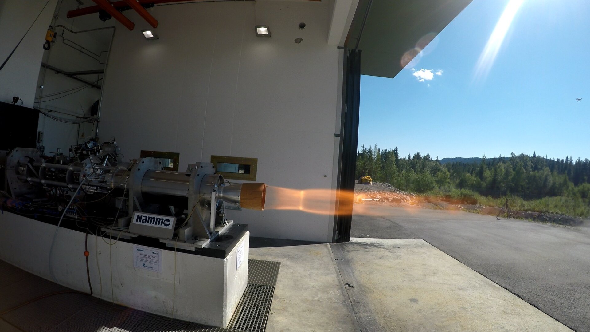 Hybrid rocket motor static firing at Nammo in Norway
