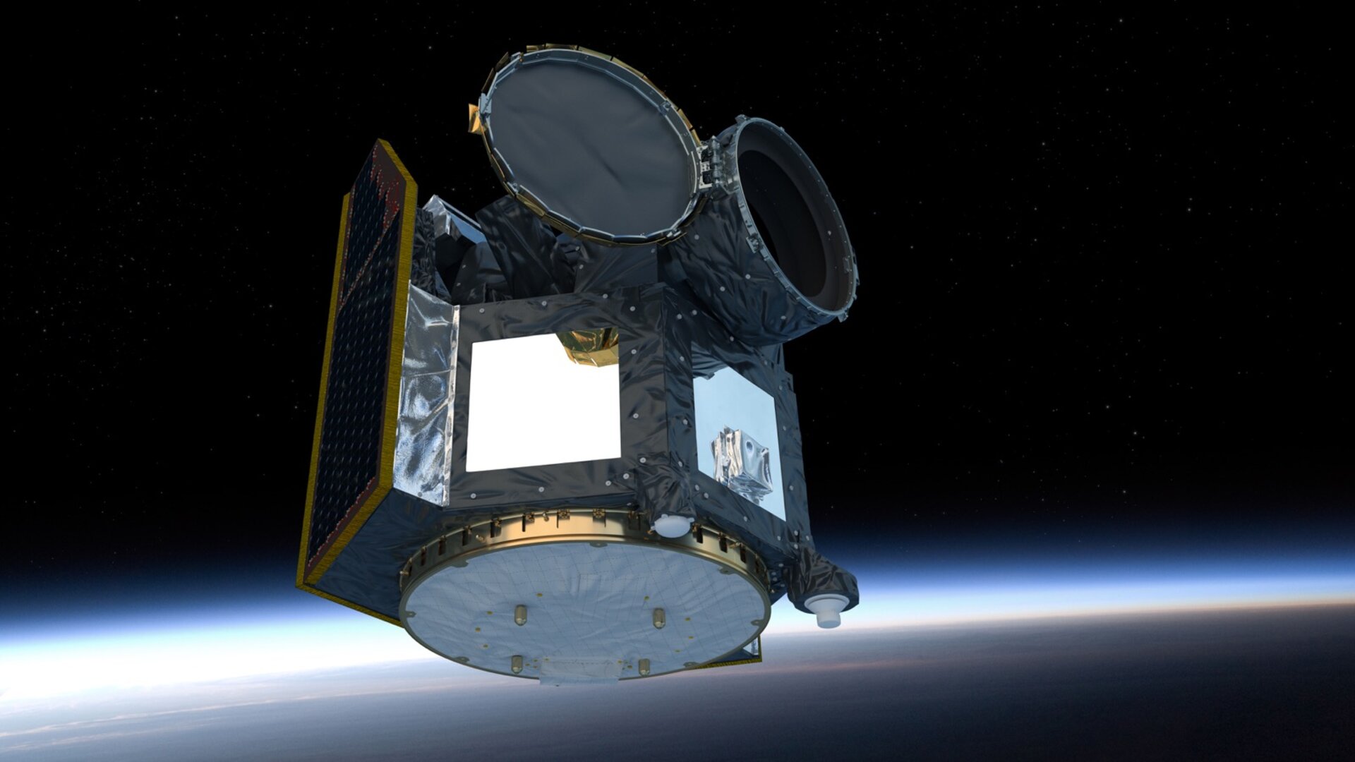 Artist's impression of Cheops in orbit above Earth