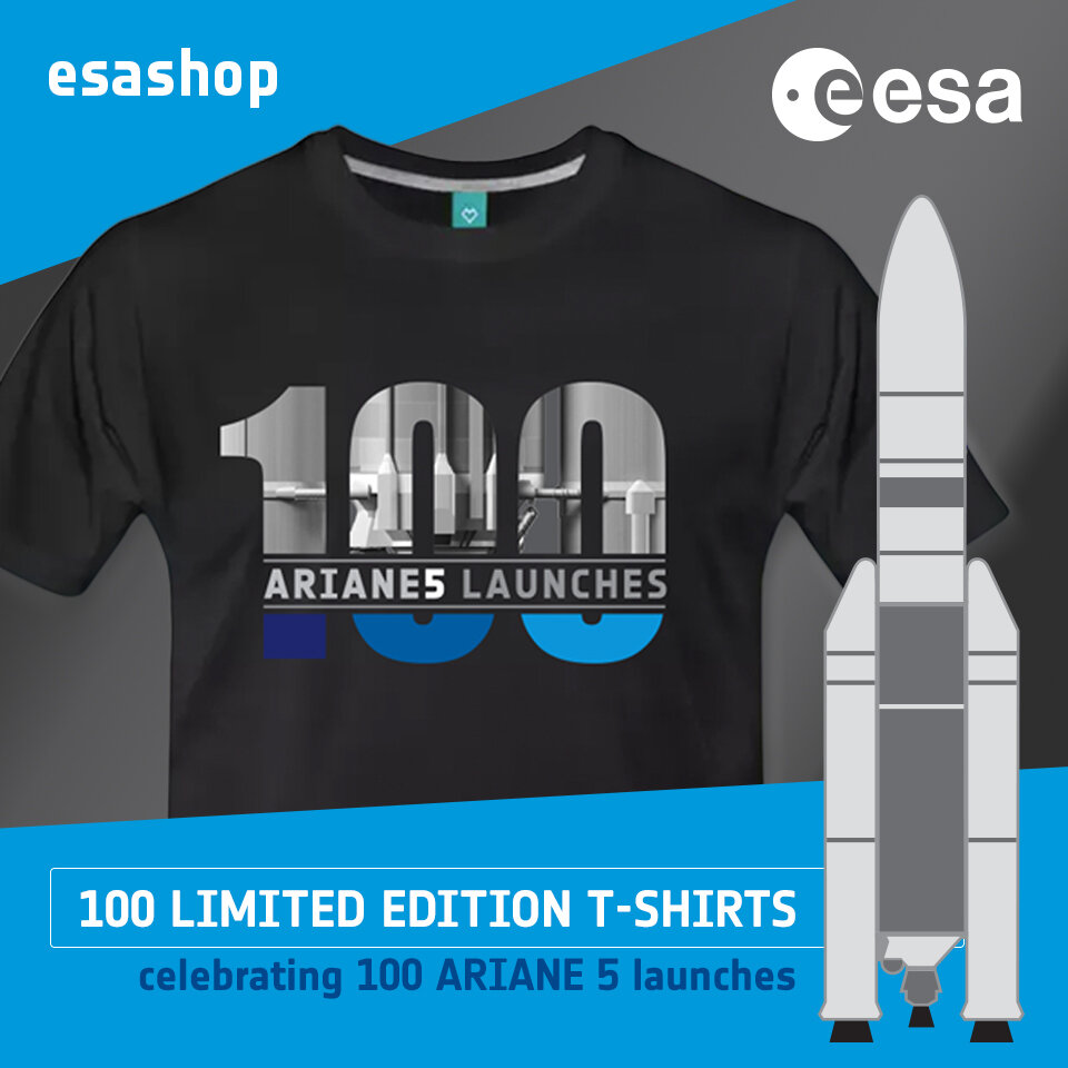Ce T-shirt en édition limitée commémore les 100 lancements d’Ariane 5.