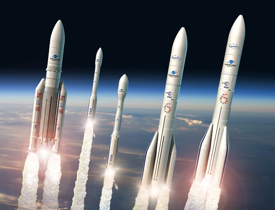Ariane 5 ECA, Vega, Vega-C and the two configurations of Ariane 6