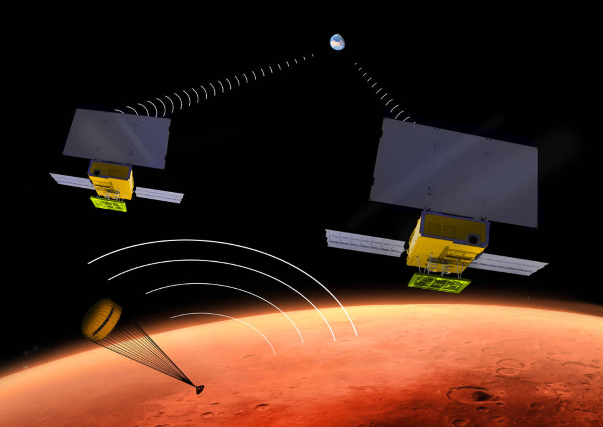 NASA's two small MarCO CubeSats will fly past Mars.