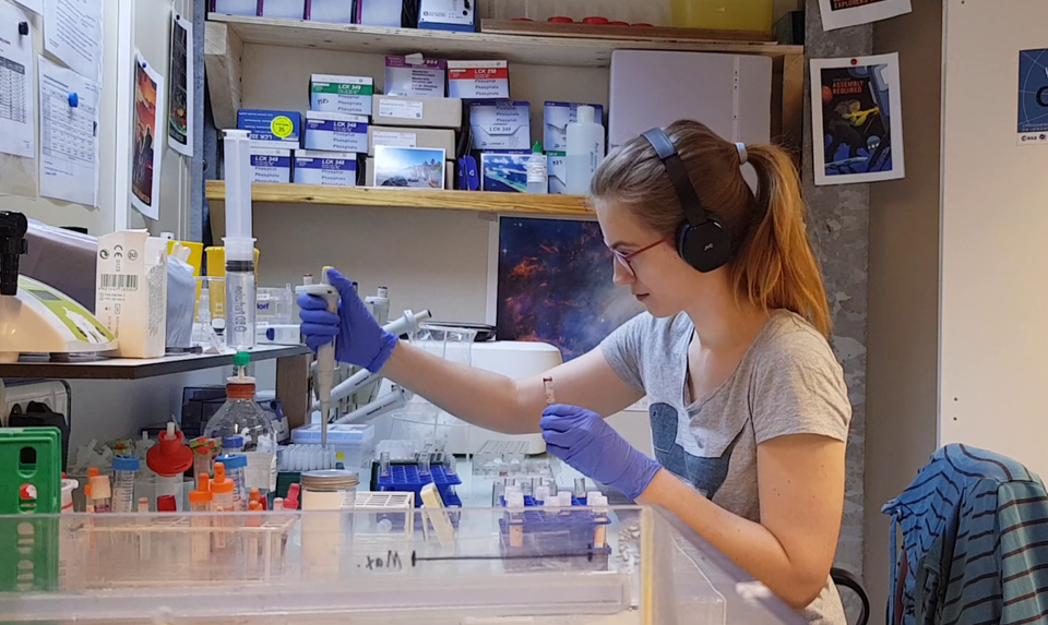 Carmen working in the Concordia laboratory