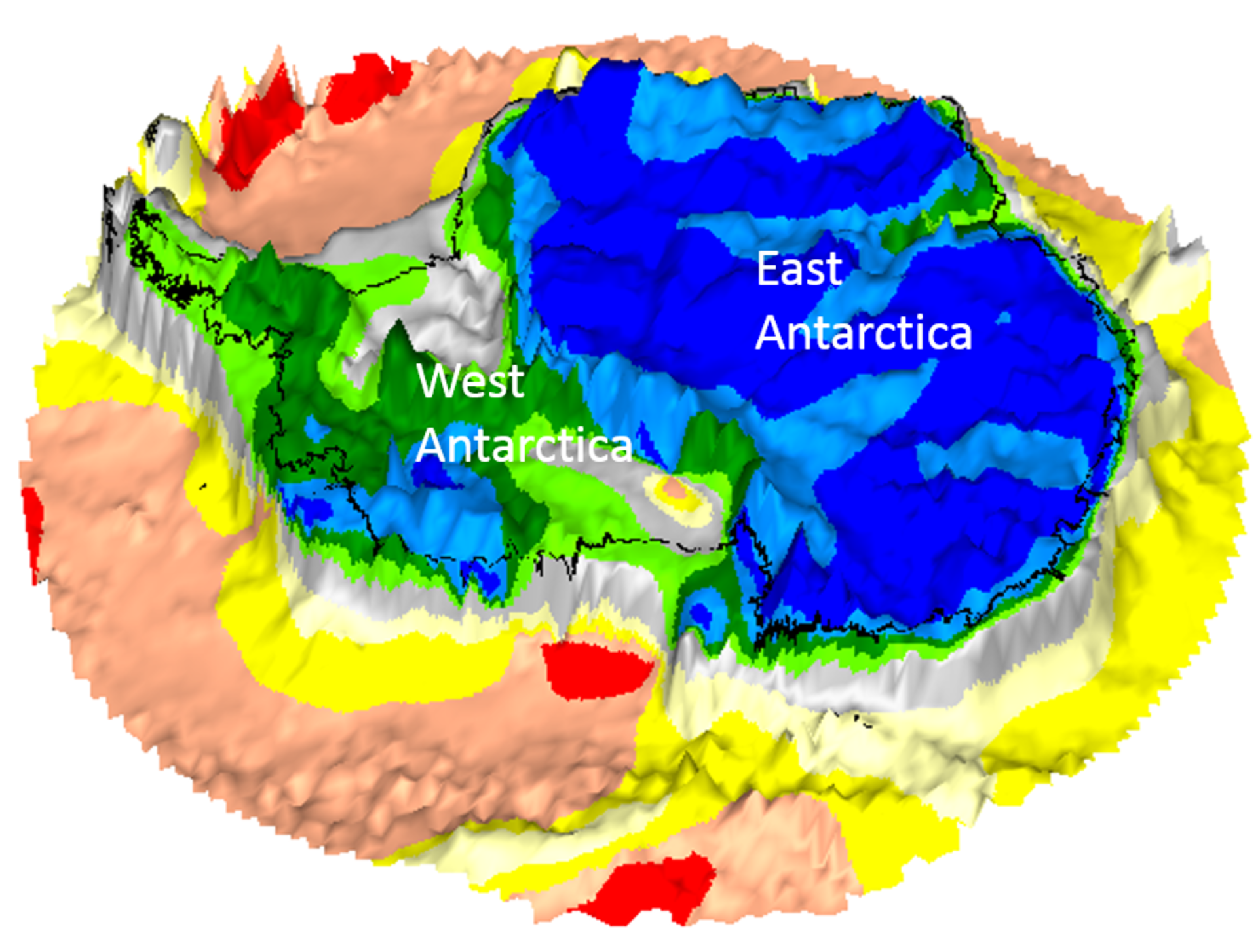GOCE map of Antarctica on bedrock topography