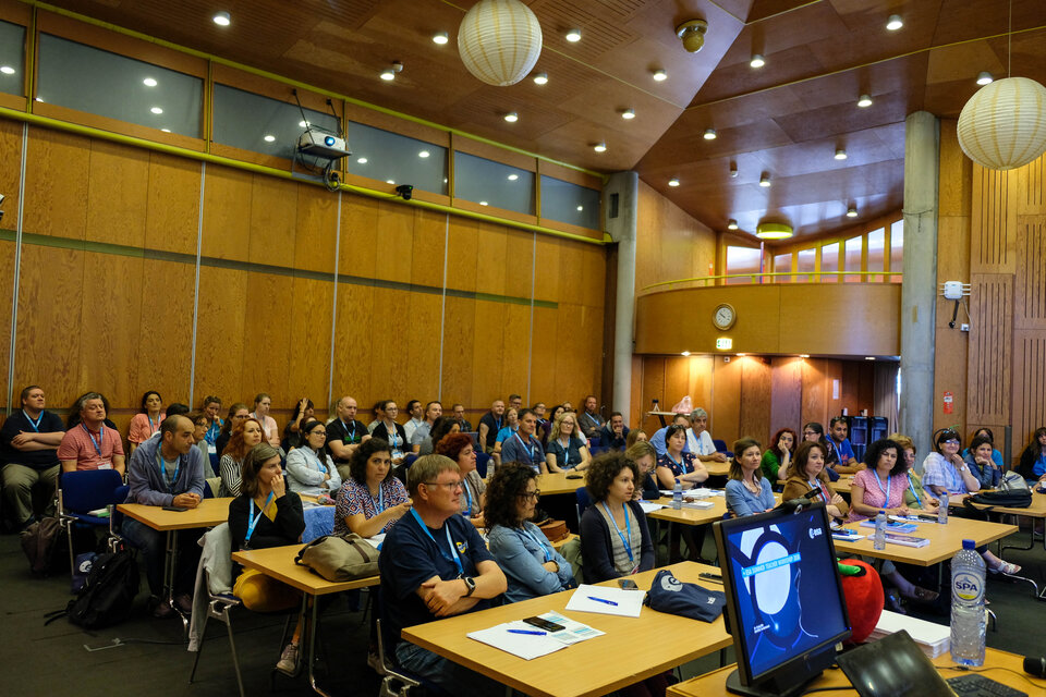 Teachers attending space-related keynote talks by ESA Experts