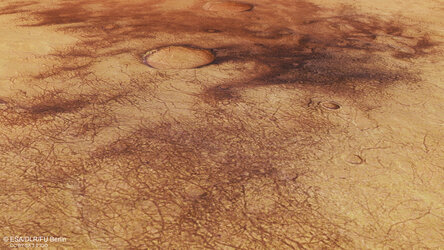 Perspective view of the dust devils of Chalcoporos Rupes