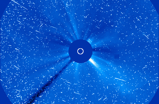 Radiation 'snow' in SOHO image