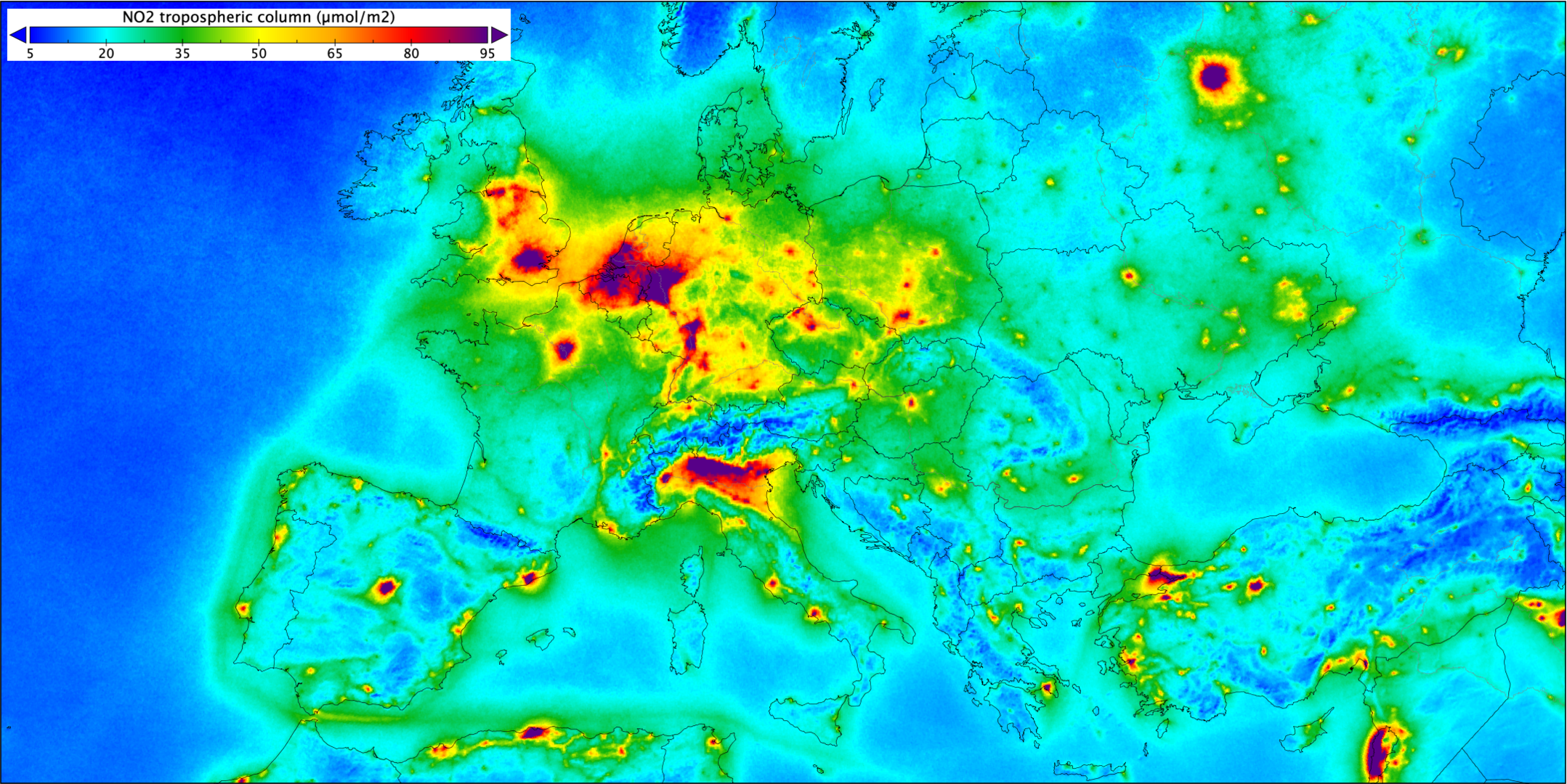 Nitrogen dioxide over Europe