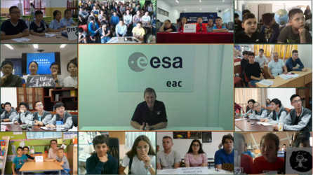 ESA astronaut Tim Peake talking to the Moon Camp Challenge winning teams