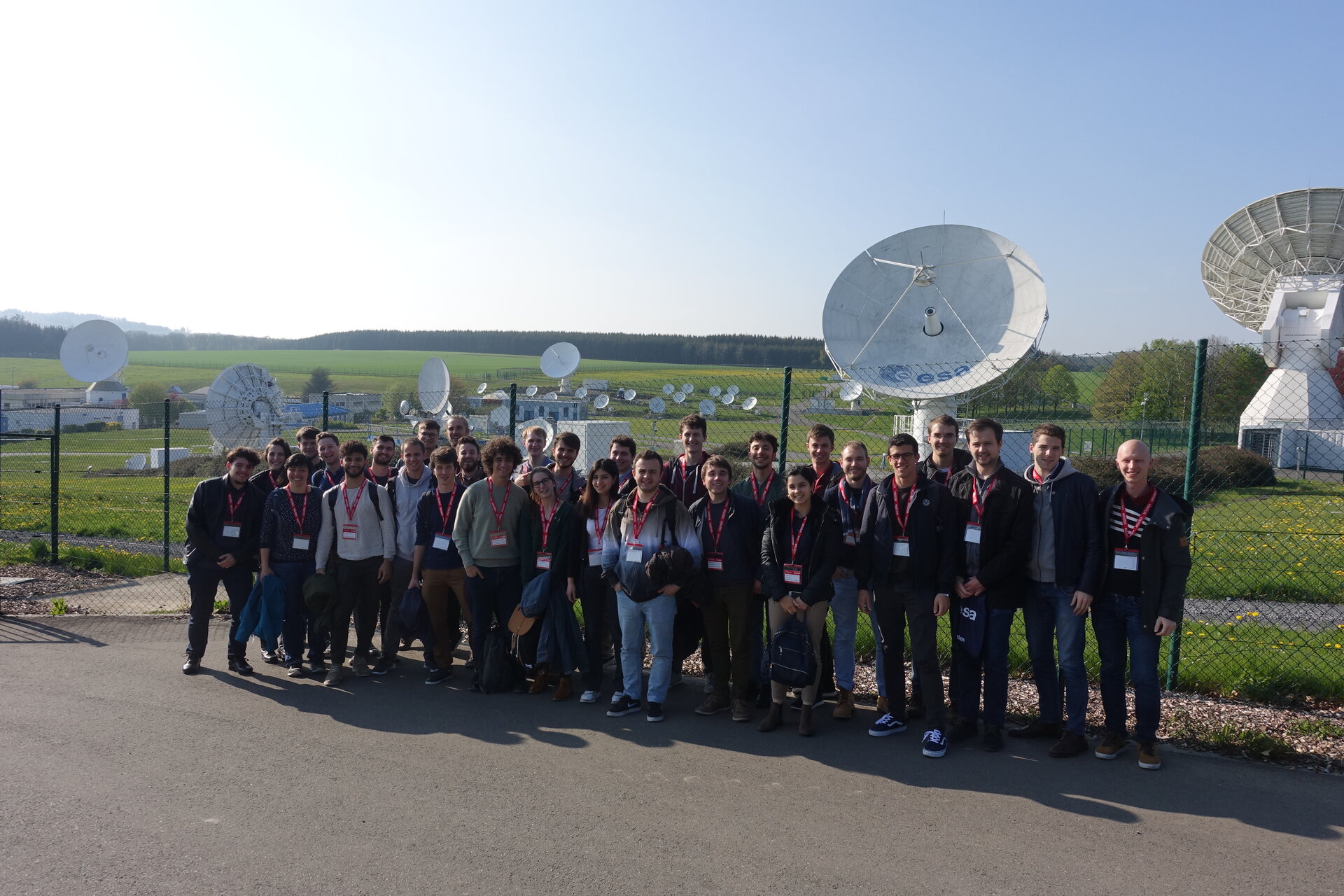 The students visiting the ground station ESEC-Redu