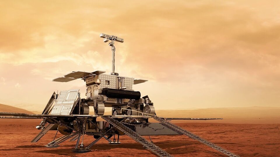 Le 'ExoMars rover' sur la plateforme de surface
