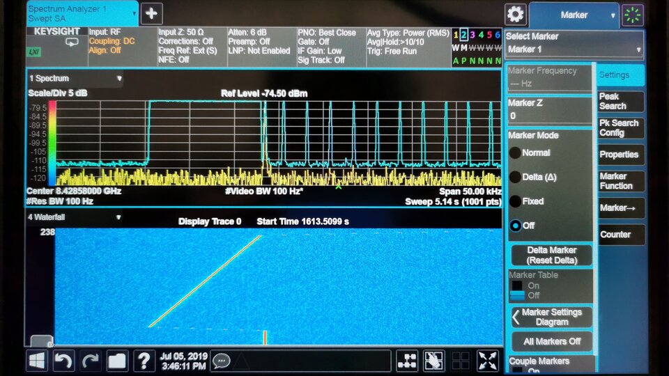 Schermafbeelding van de spectrum analyser