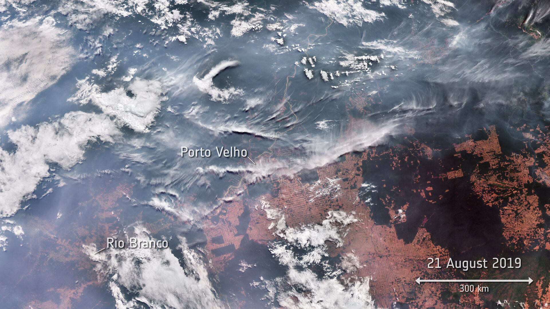 Incendios de Brasil captados por Sentinel-3 de Copernicus