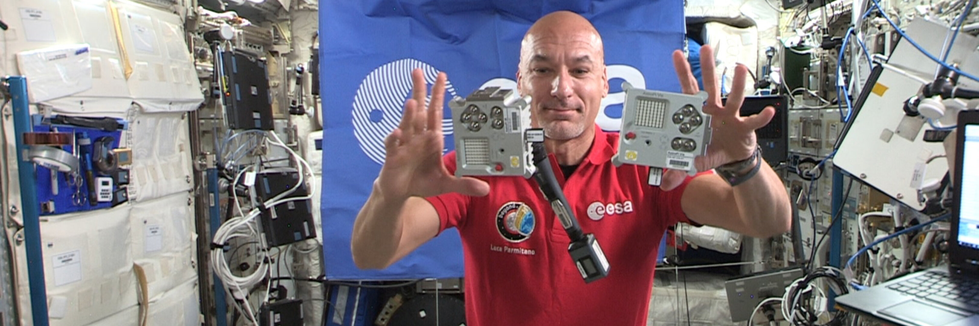 ESA astronaut Luca Parmitano with Ed and Izzy