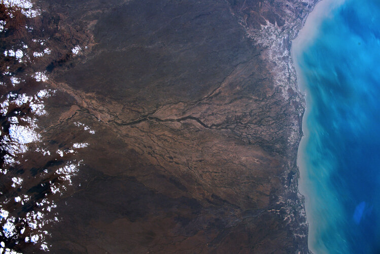 An image taken over Australia during ESA astronaut Luca Parmitano's Beyond mission on the International Space Station.