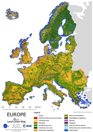 Europe land-cover mapped in 10 m resolution