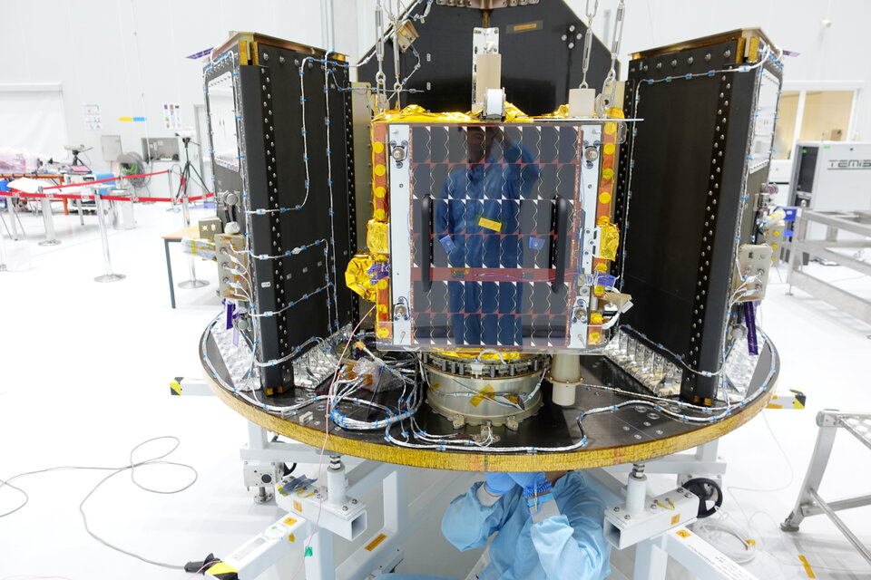 The ESAIL satellite mounted on Arianespace’s new launch adapter for Small Satellite Mission Service