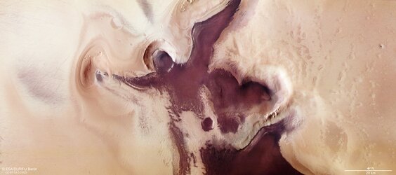 Festive silhouettes near Mars’ south pole