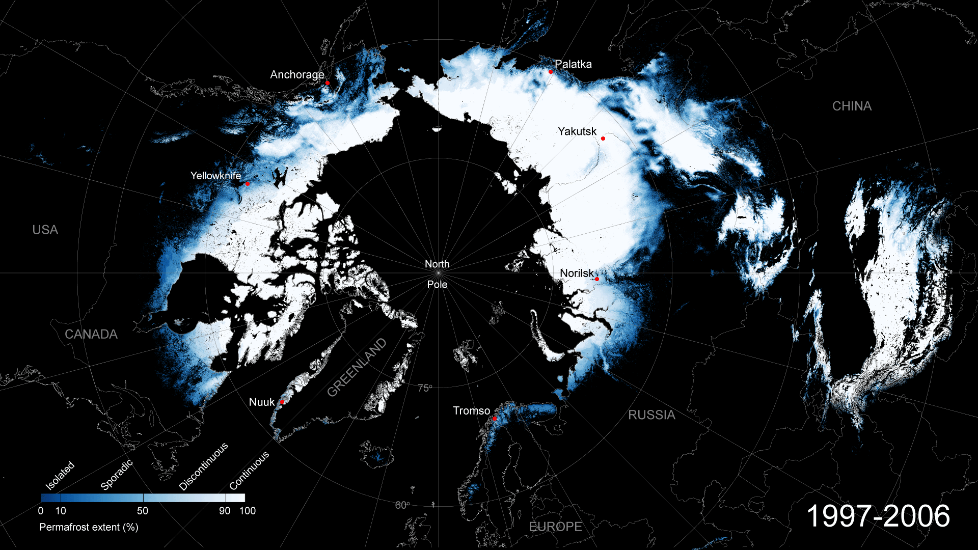 Permafrost extent 1997-2018