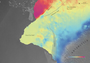 Ice velocity map of the Brunt and Stancomb-Wills Ice Shelf