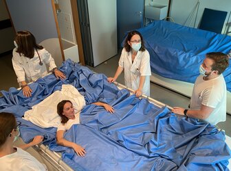 Female volunteer in dry immersion study