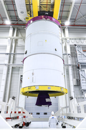 Ariane 6's upper stage at ArianeGroup's Bremen factory in Germany