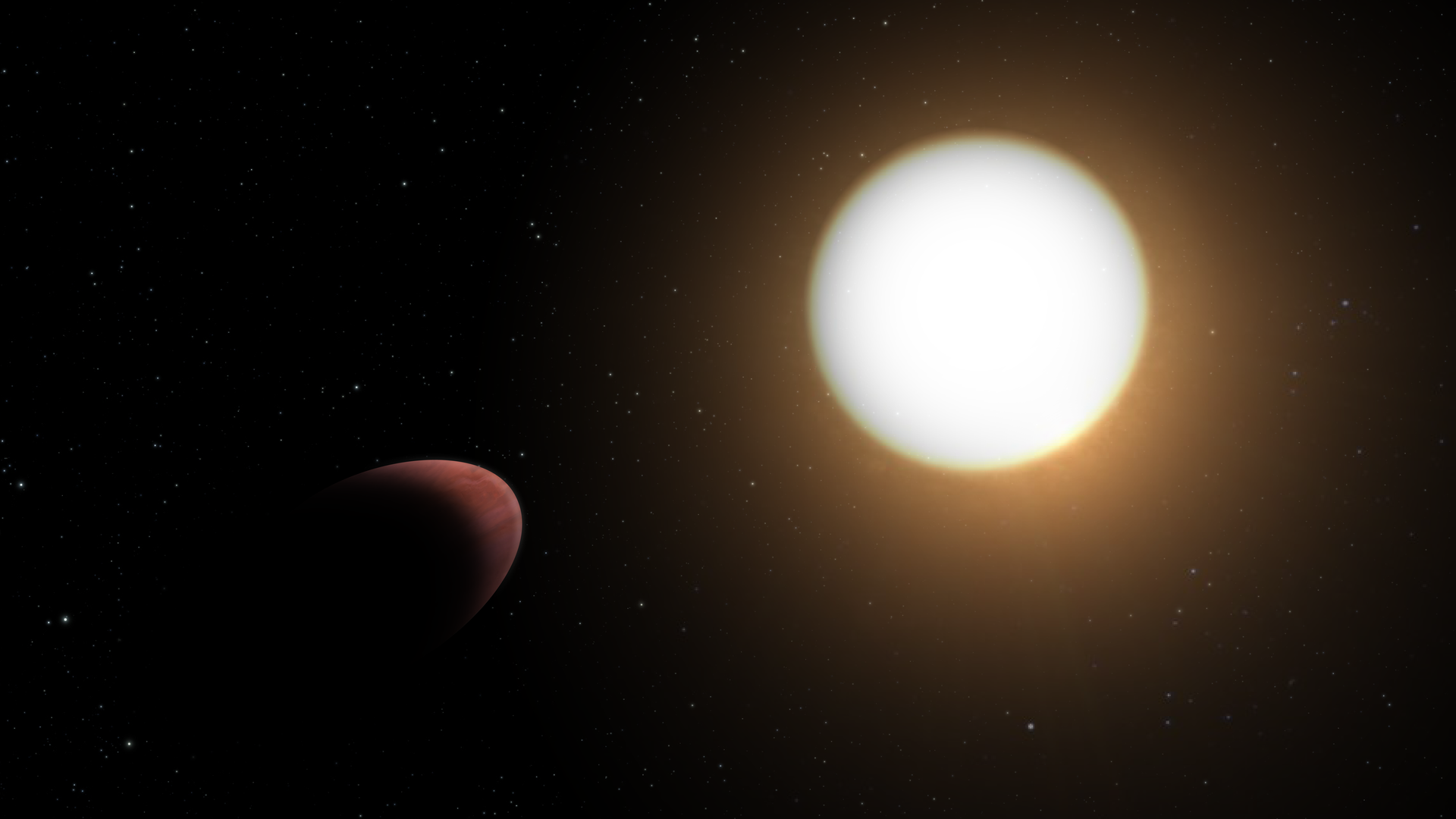 Artist impression of planet WASP-103b and its host star