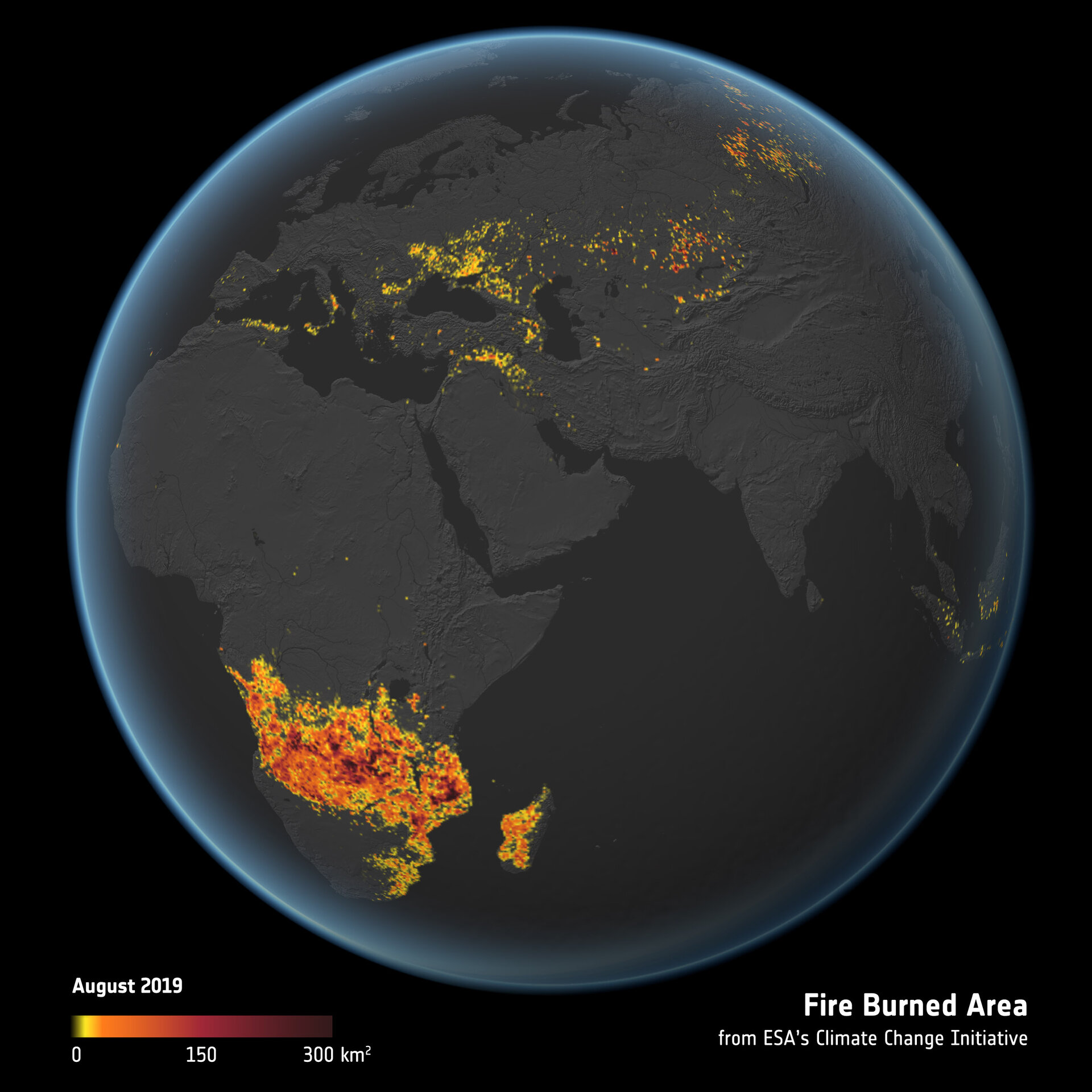 Fire burned areas August 2019