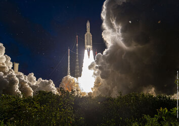 22 June 2022: Flight VA257, Ariane 5's first launch of 2022, carried two telecommunications satellites, MEASAT-3d and GSAT-24 to geostationary transfer orbit from Europe's Spaceport in French Guiana
