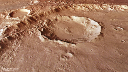 Perspective view inside the large crater in Terra Sirenum 