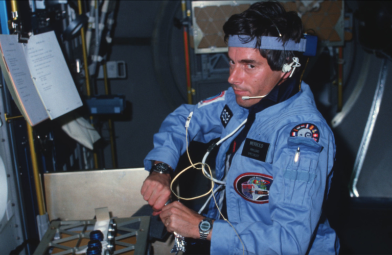 Ulf Merbold working in Spacelab 1