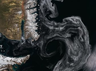 The Liverpool Land peninsula, on the east coast of Greenland, is featured in this Copernicus Sentinel-2 image. 