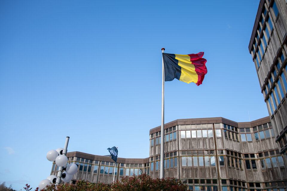 Belgian flag flying over ESTEC