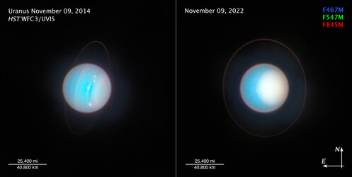 Uranus (November 2014 and November 2022) compass image