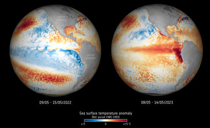 Sea-surface temperatures May 2022 and May 2023