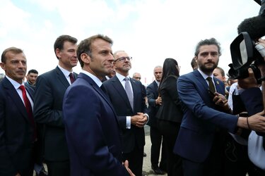 ESA Director General Josef Aschbacher with French President Emmanuel Macron.