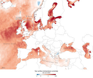 Some of the most severe marine heat increases on Earth are occurring in the seas surrounding the UK and Ireland. Satellite measurements show that water temperatures in certain areas are above average for this time of year. 