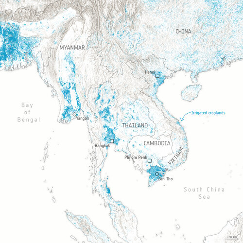 Irrigated areas Southeast Asia and corresponding land-cover classification map