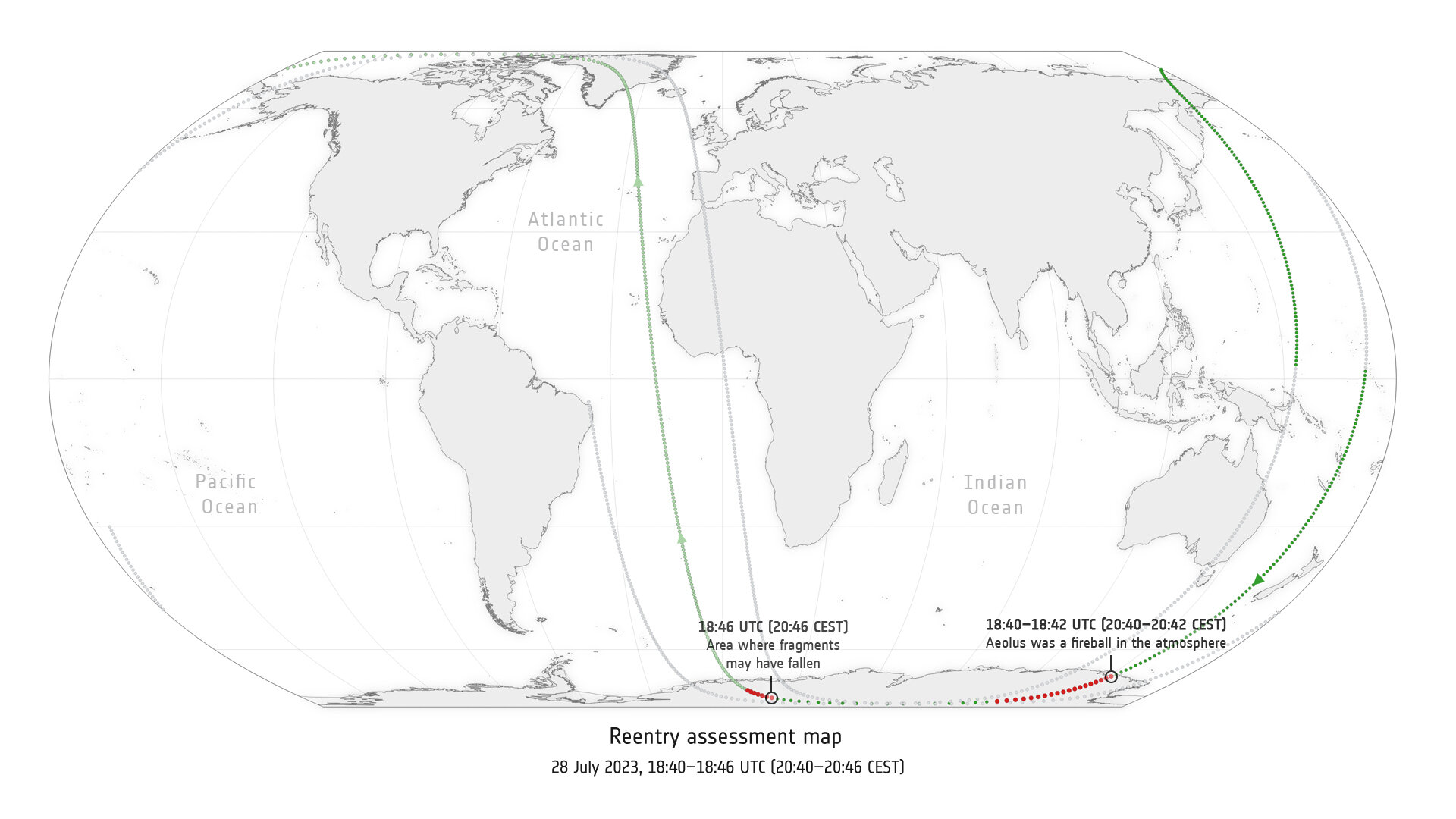Right on track: Aeolus reentry map