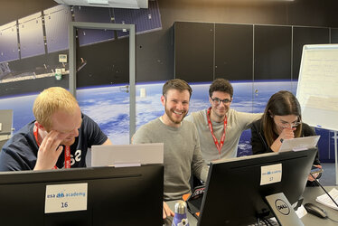 Group of students working on an exercise during a Training Session at ESEC-Galaxia