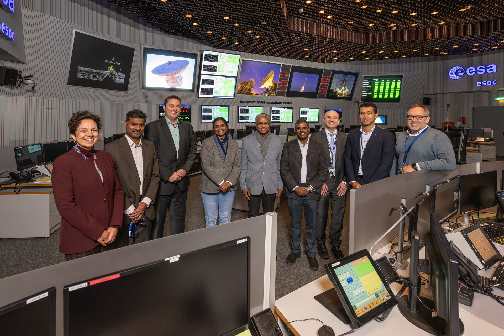 ISRO delegation visits ESA - Inside the Main Control Room