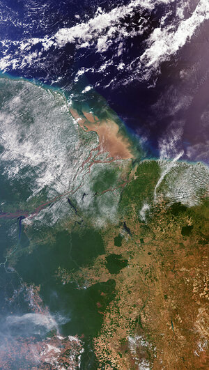 The Copernicus Sentinel-3 mission takes us over northern Brazil, where the Amazon River meets the Atlantic Ocean.