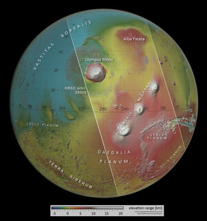 Topography map of Mars