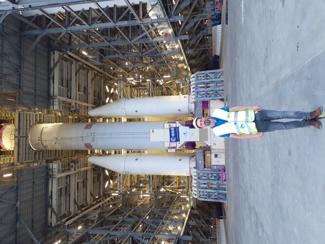 André in front of Ariane 6 test model