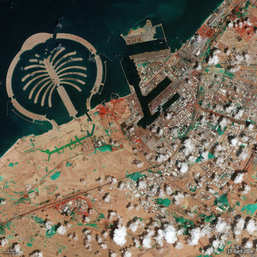 Dubai floods seen from space